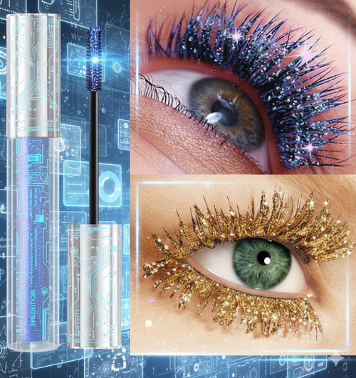 Diamond Glitter Mascara for Sparkling Snow Effect – Instant Volume & Extreme Curl Wand | Sweat-Proof Professional Cosmetic for Radiant Eye Looks
